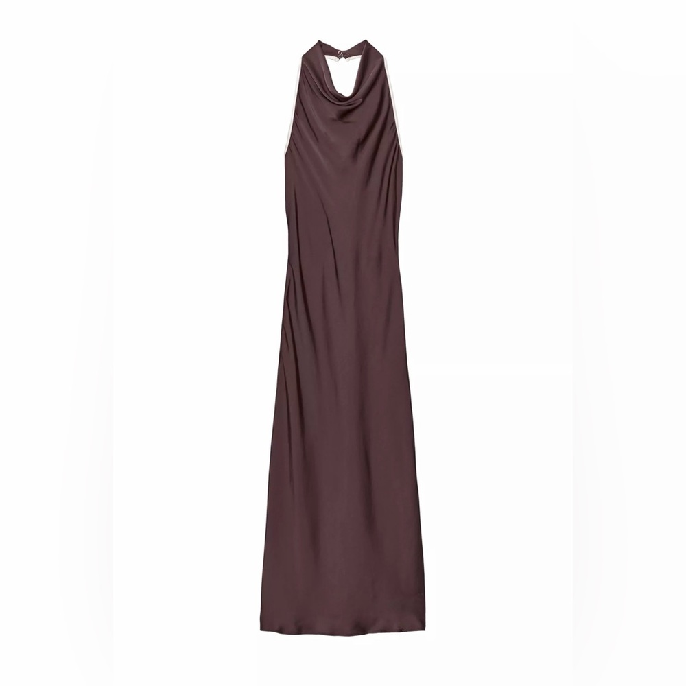 Zara Brand New Dress Size L
Contrast Piped Satin Midi Dress